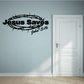 Jesus Saves John 3:16 crown wall decal with bold black lettering and spiked crown outline