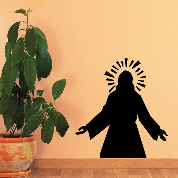 Jesus silhouette wall decal with glowing rays