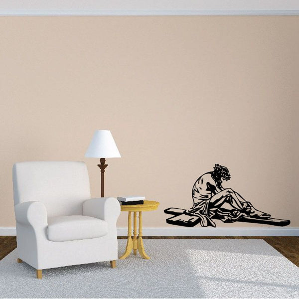 Black Jesus sitting on the cross wall decal