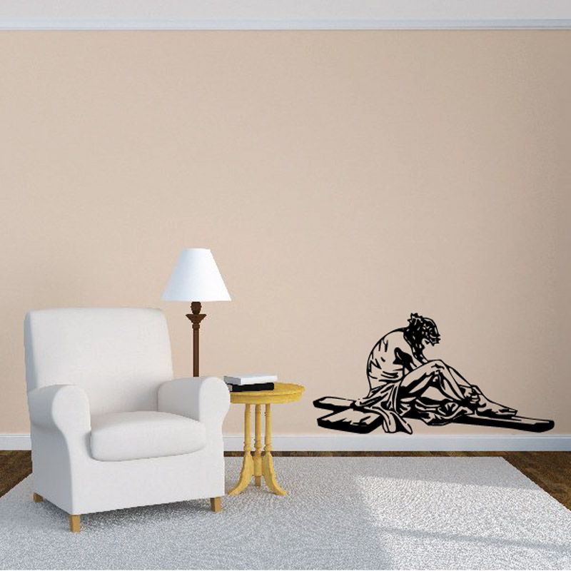 Black Jesus sitting on the cross wall decal