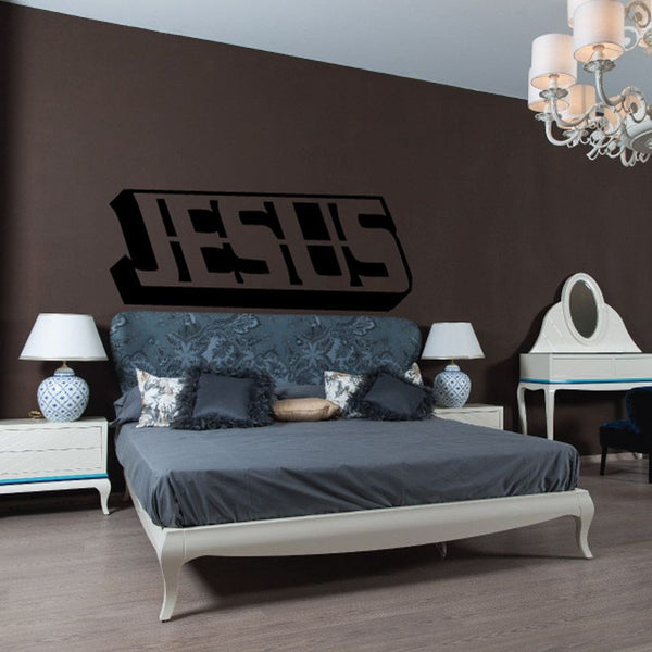 Jesus text line decal wall sticker, black