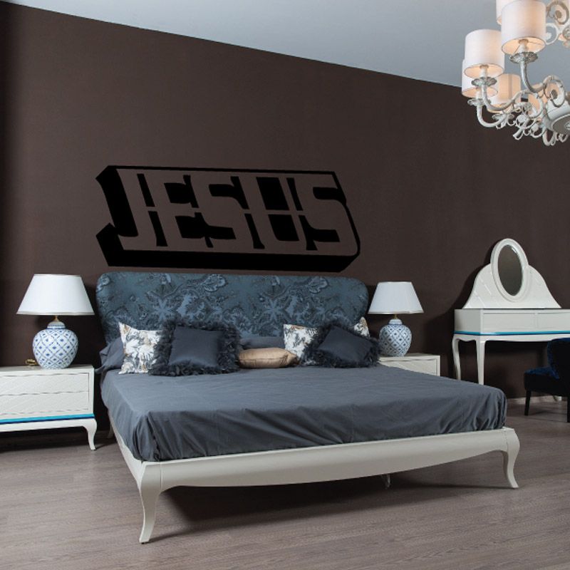 Jesus text line decal wall sticker, black