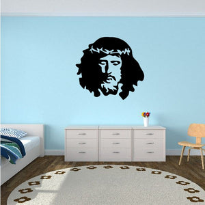 Jesus crown-of-thorns wall decal, black face silhouette