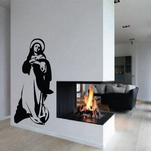 Jesus silhouette wall decal with halo crown and raised blessing hand