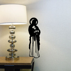 Jesus with halo holding sheep wall decal in black silhouette