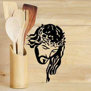 Jesus long-haired silhouette wall decal, black portrait