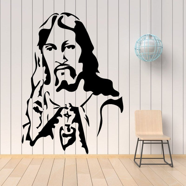 Jesus portrait wall decal, black