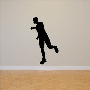 Jogging male runner decal, black silhouette of running person