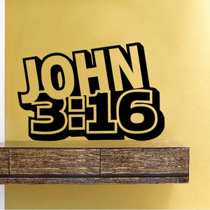 Bold black John 3:16 wall text decal