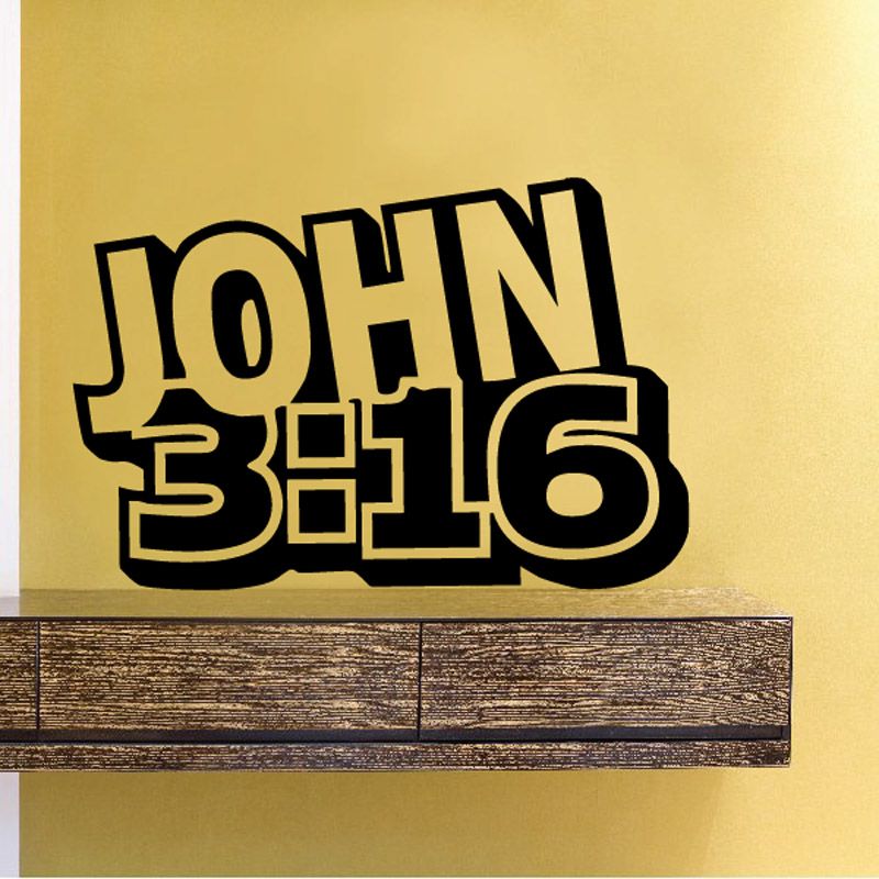 Bold black John 3:16 wall text decal