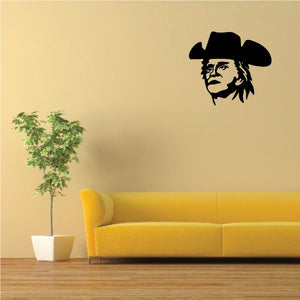 Johnny Cash portrait wall decal, black cowboy face silhouette