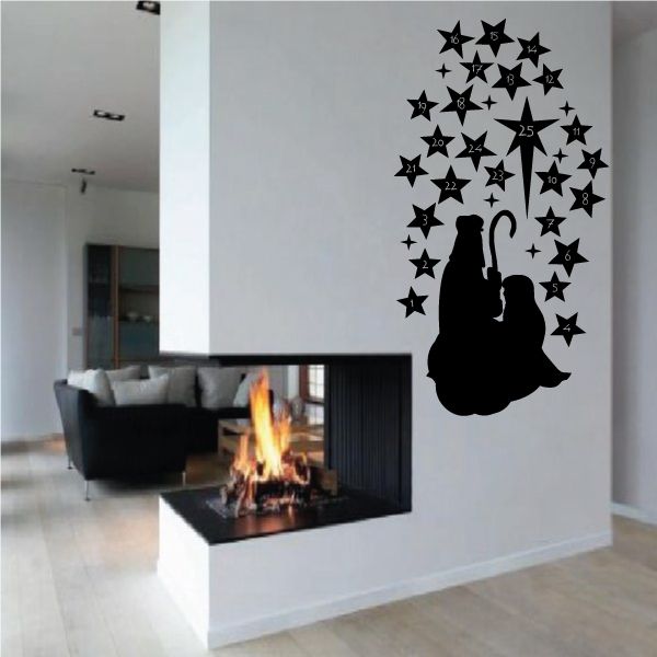 Image of Joseph and Mary with Stars Decal