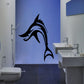 Abstract jumping shark wall decal with black and blue design