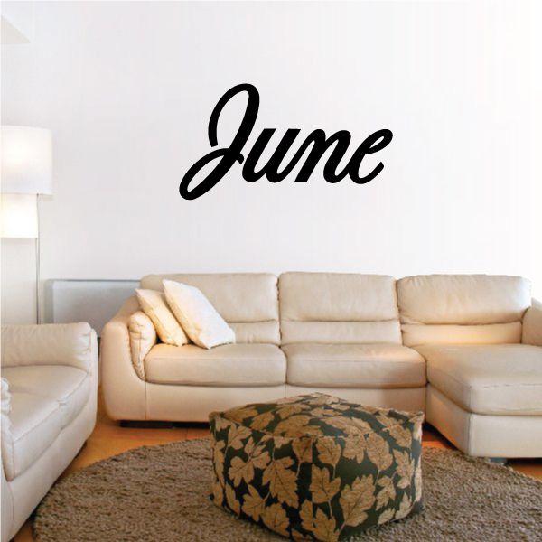 June vinyl wall decal in black cursive lettering
