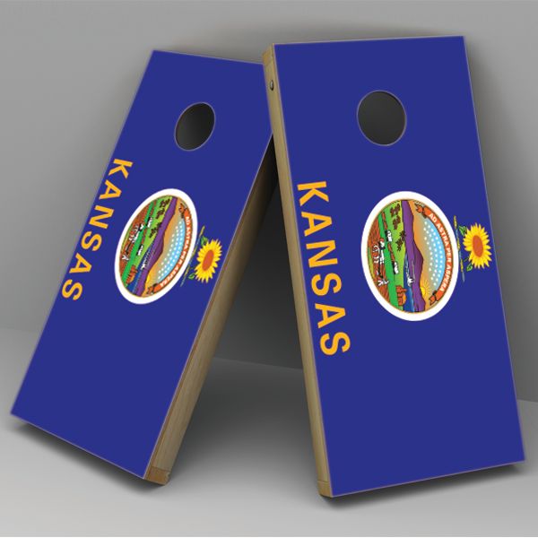 Kansas Flag Cornhole Board Vinyl Decal Wrap