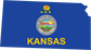 Kansas state flag sticker with sun emblem and bold KANSAS text