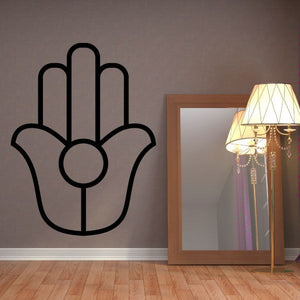 Black Hamsa-style hand palm decal with detailed outline