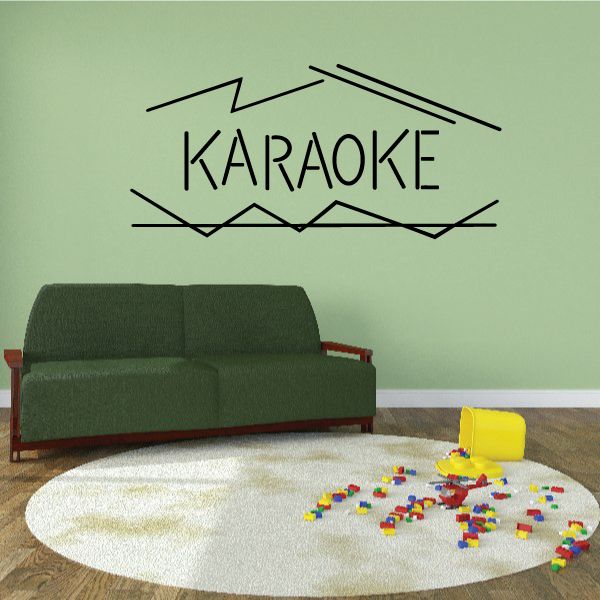 Karaoke vinyl wall decal: bold black KARAOKE text with geometric lines