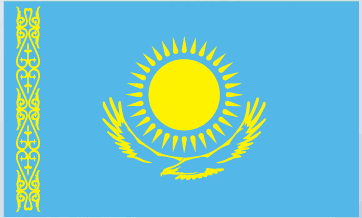 Kazakhstan flag sticker with blue field and yellow sun-eagle emblem