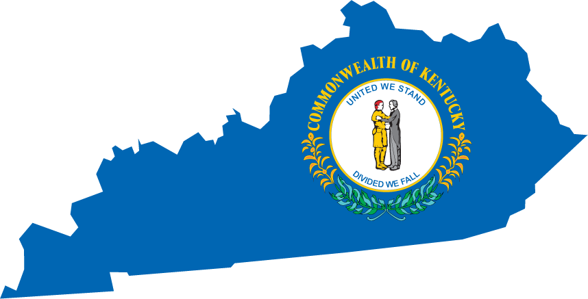 Kentucky state flag shape sticker with circular seal in the center