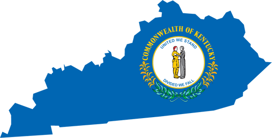 Kentucky state flag shape sticker with circular seal in the center