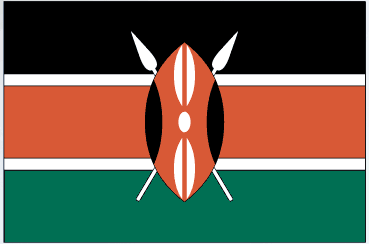 Kenya flag sticker showing red-and-green stripes with central oval emblem