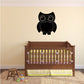 Owl wall decal with two large eyes and black body, kids greeting style