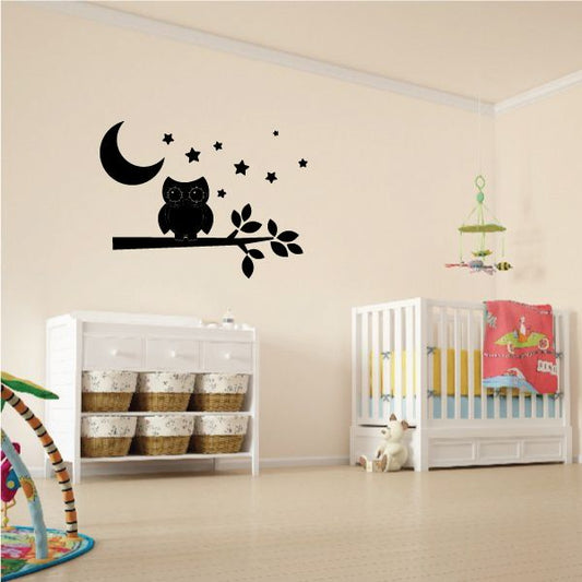 Image of Kids Night Owl on Branch Decal