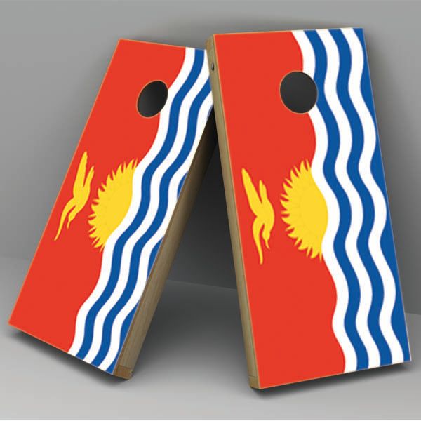 Kiribati Flag Cornhole Board Vinyl Decal Wrap