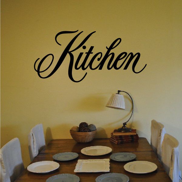 Kitchen wall decal with cursive "Kitchen" lettering