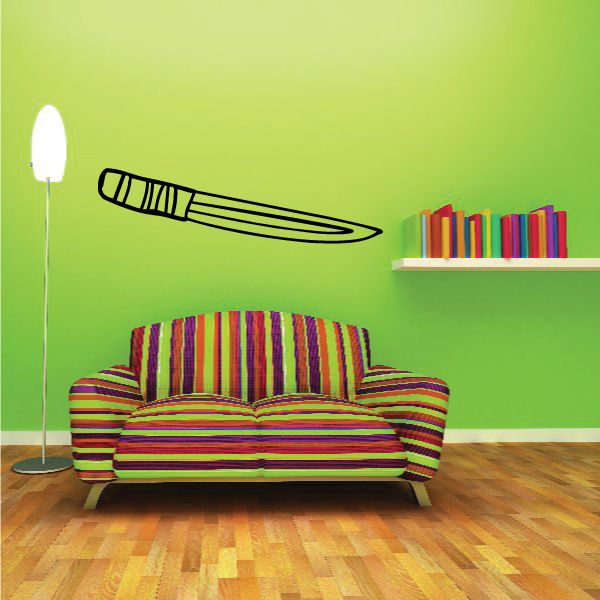 Black outline knife wall decal with simple handle and blade graphic