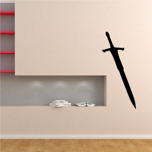 Black knight sword wall decal with crossguard and pointed blade