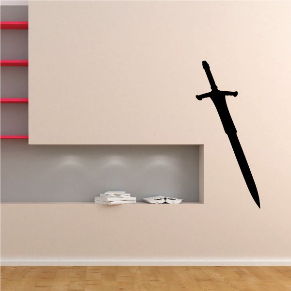 Black knight sword wall decal with crossguard and pointed blade