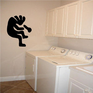 Black Kokopelli dropping flute wall decal sticker