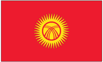 Kyrghyzstan flag sticker: red rectangle with yellow sun emblem at center