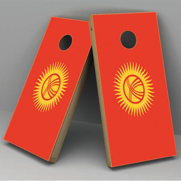 Kyrgyzstan Flag Cornhole Board Vinyl Decal Wrap