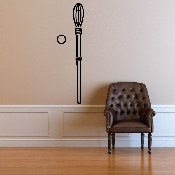 Lacrosse stick and ball wall decal with black outline