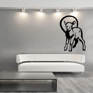Lamb wall decal with black standing lamb and smaller lamb silhouette