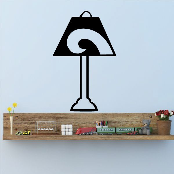 Black lamp decal with swirl bulb and pedestal base