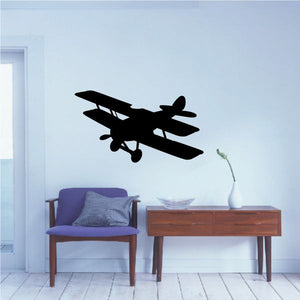Black biplane wall decal with landing gear and wing struts