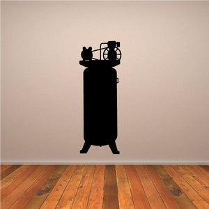 Large air compressor decal, black silhouette of upright compressor unit