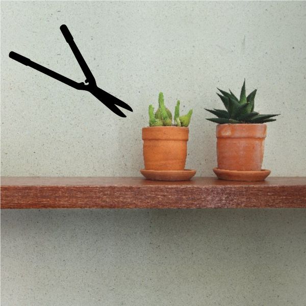 Large lopping shears wall decal with black metal scissor shape