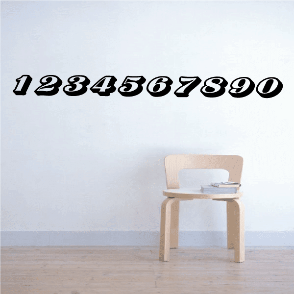 Large race number decal with 1234567890, black numerals with white outline.