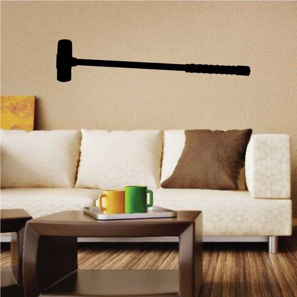 Large sledgehammer wall decal, black hammer silhouette on light wall
