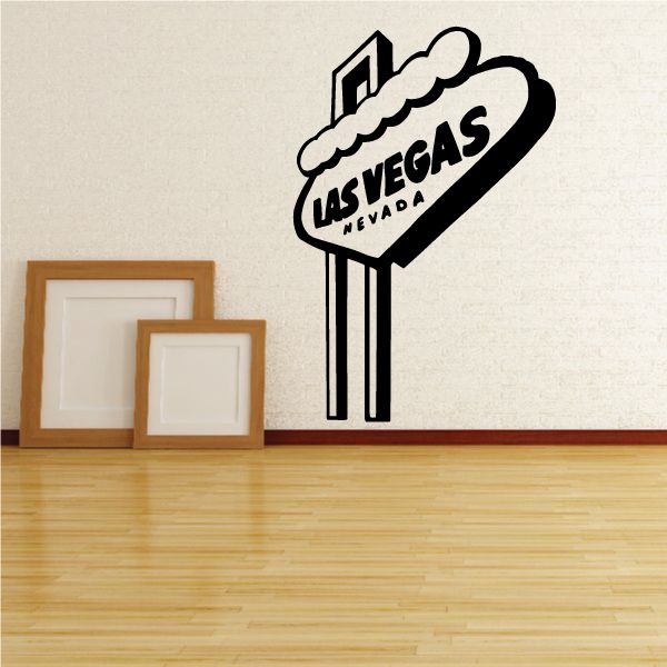 Las Vegas decal with skyline boot and LAS VEGAS/NEVADA text, black and white