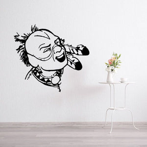 Black-and-white Native American figure decal with feather headdress