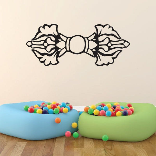 Laurel decoration decal with black bow and laurel leaf outline