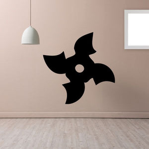 Ninja star wall decal, black five-leaf blade design with round center