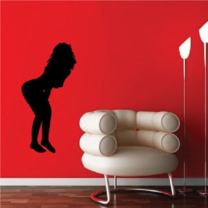 Leaning-in woman silhouette wall decal