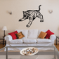 Leaping tiger wall decal, black and white outlined cat design